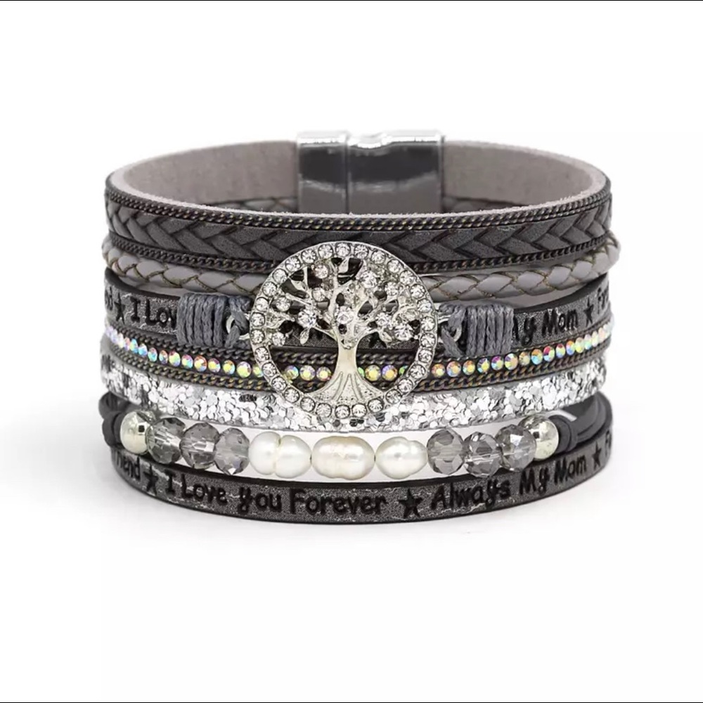 Gray Always my Mom ⭐️ Forever my friend bracelet